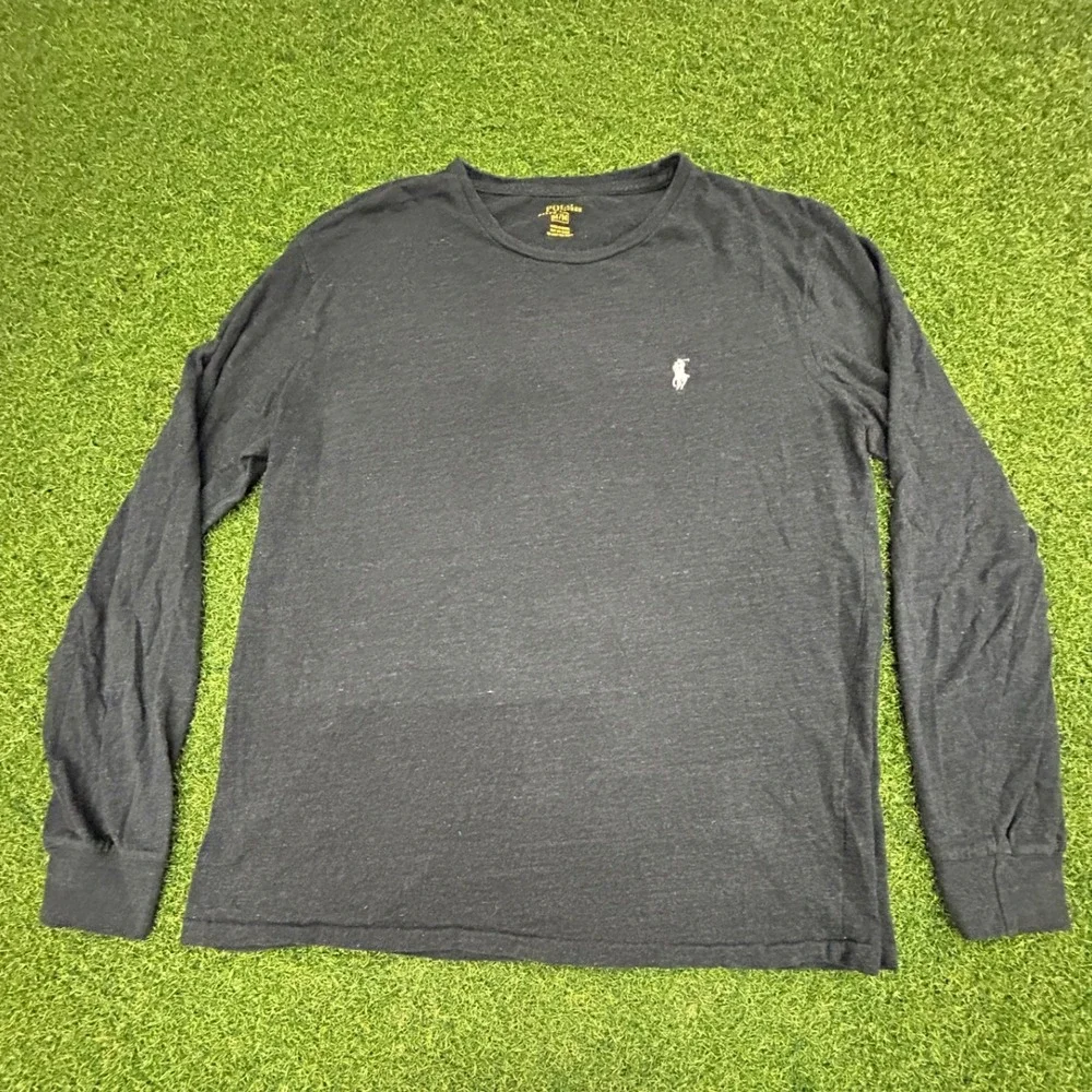 Polo Ralph Lauren Mens Long Sleeve T-Shirt Charcoal Gray Heather Pony Logo M